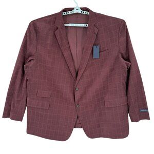 Stafford Men's Burgundy Check Corduroy Sport Coat Big/Tall Size‎ 60L NWT $220.00